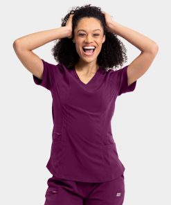 Womens Double Pocket V-Neck Top 181003